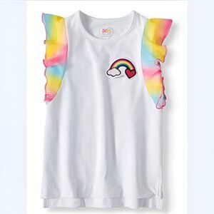 5/$20 NEW 6 Girls Rainbow Flutter Sleeve Shirt